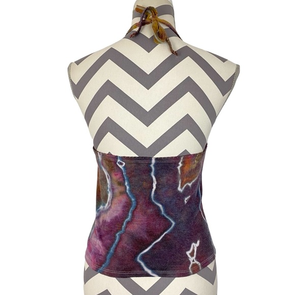 Handmade Geode Tie Dye Halter Tank Top Shirt Womens Size Medium Upcycled Pink - Picture 2 of 10